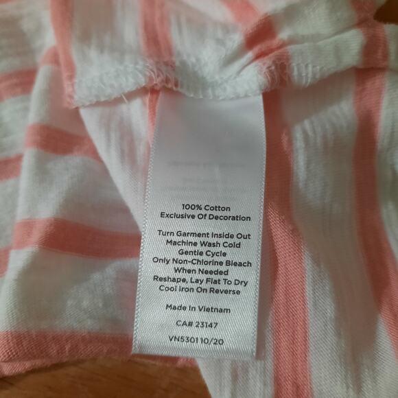 Talbots Womens Pink Stripe Graphic Long Sleeve Tee Size MP - Picture 5 of 6